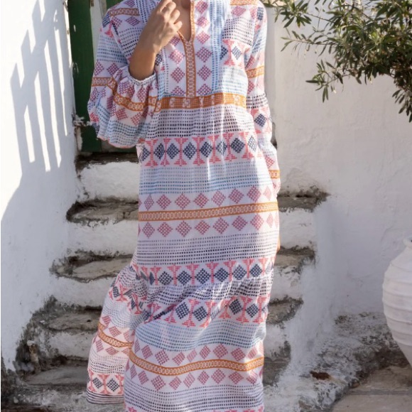 Tuckernuck Oliphant Multicolor Geometric Long Sleeve Dress